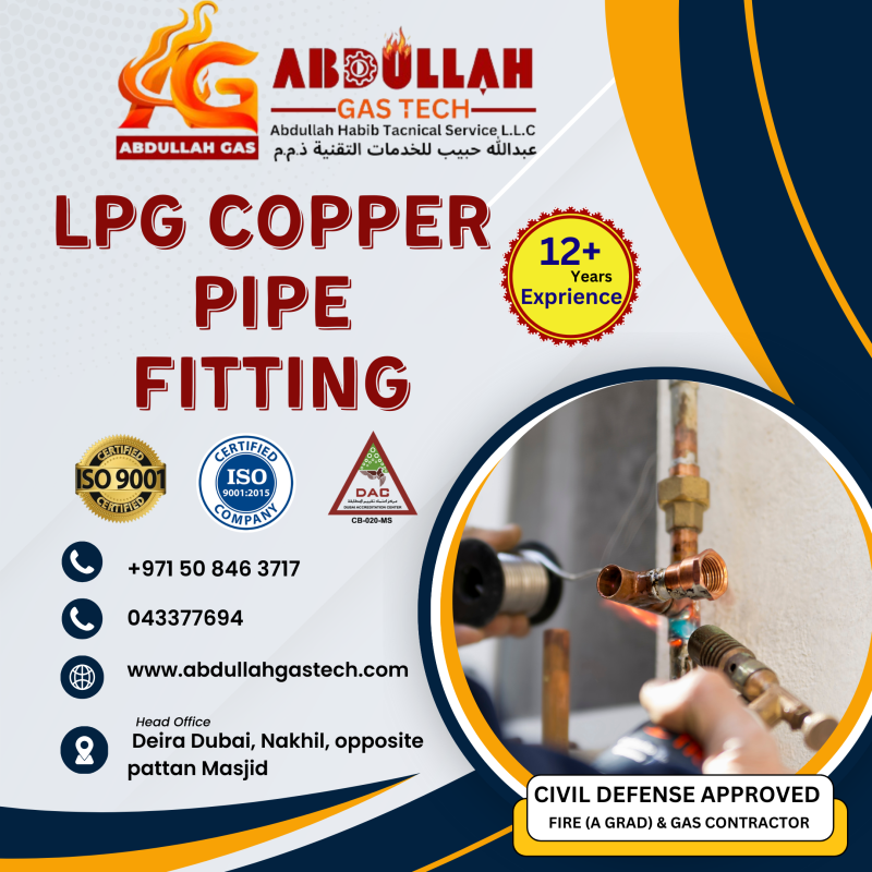 LPG Copper Pipe Fitting-Central Gas Systems in Dubai